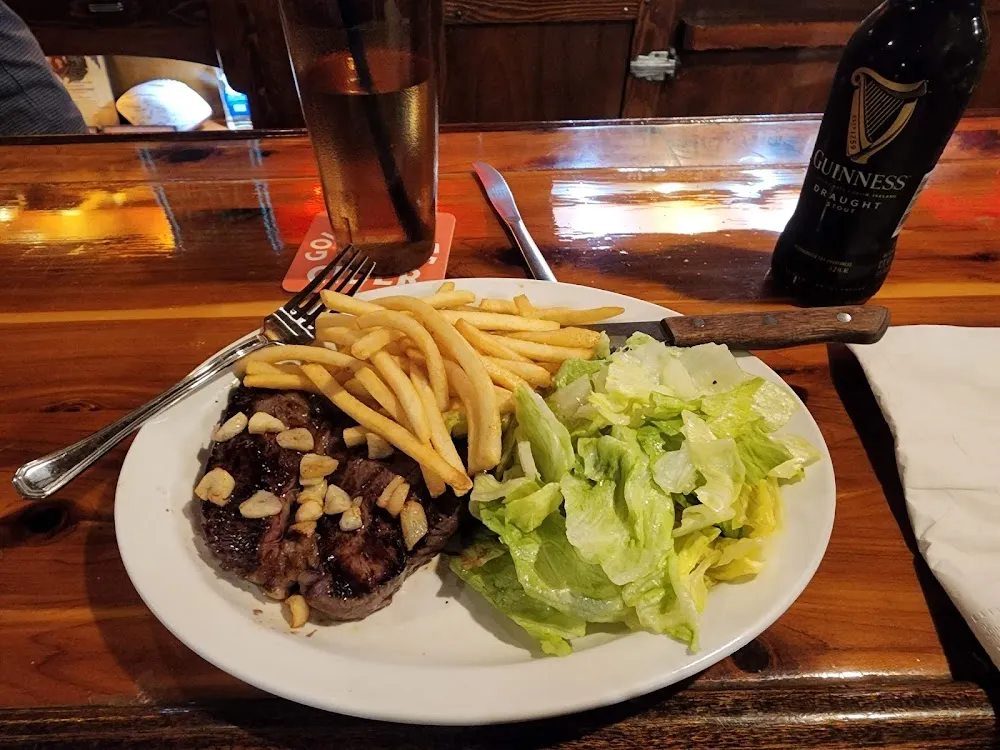 Steak Fries and Salad at the Bar